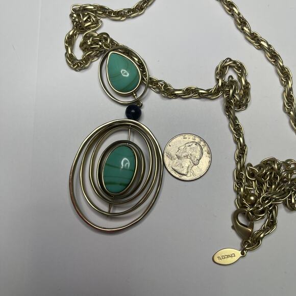 Chico's silver tone pendant necklace chunky chain link signed costume jewelry - Picture 6 of 14